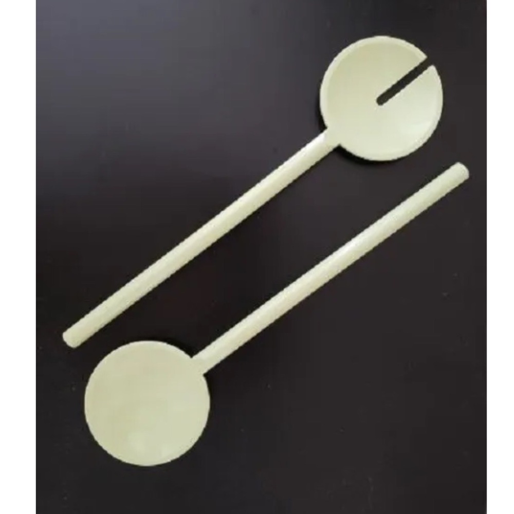 SALAD SERVING SET TONGS FORK SPOON LIME GREEN GUZZINI